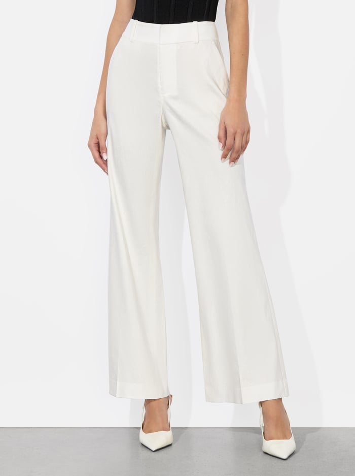alice & olivia QUINN LINEN KICK FLARE PANT BLACK