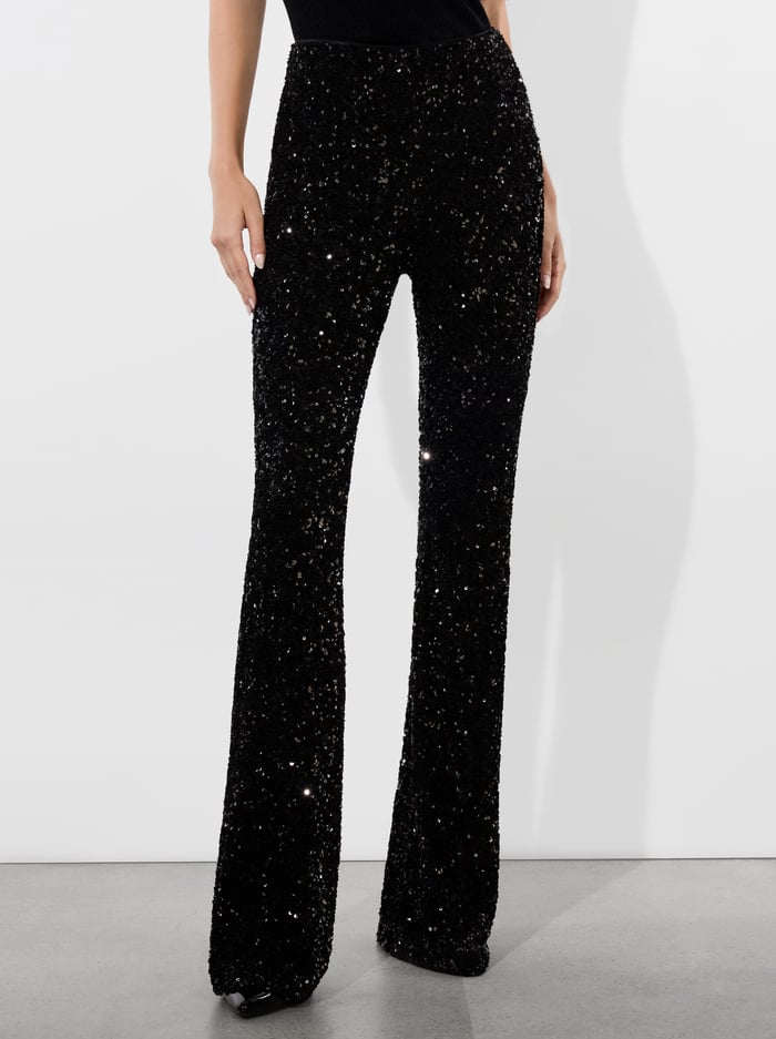 alice & olivia RMP SEQUIN PANT BLACK