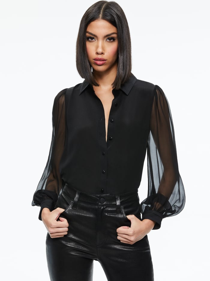 alice & olivia ROANNE BUTTON DOWN BLACK