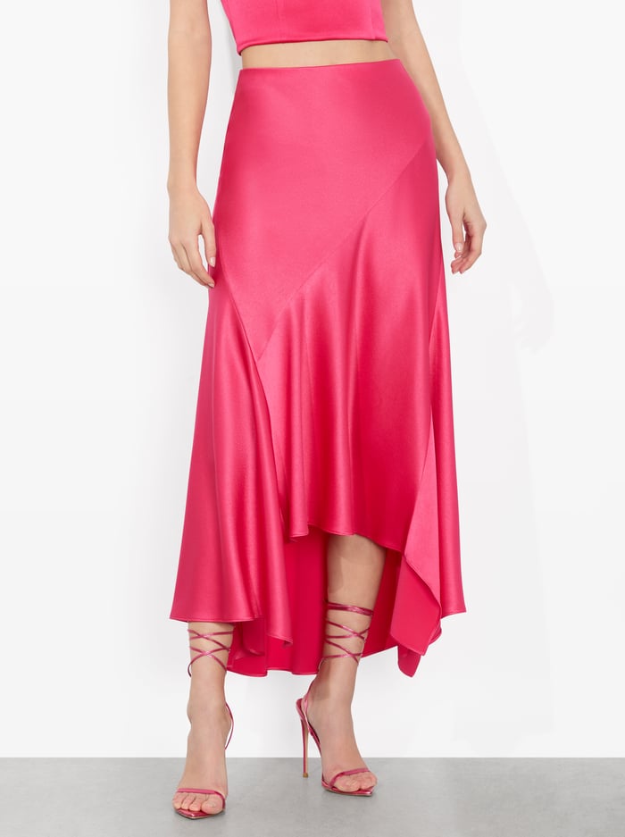 alice & olivia ROSA MIDI SLIP SKIRT RASPBERRY