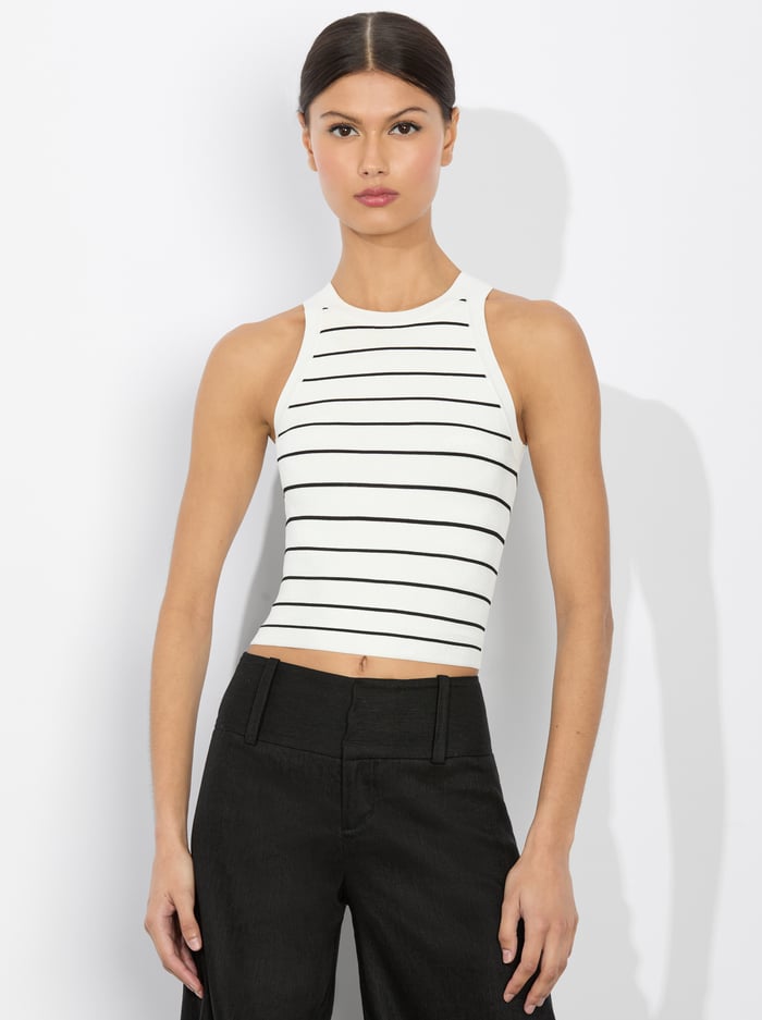 alice & olivia RYDEL TANK SOFT WHITE/BLACK