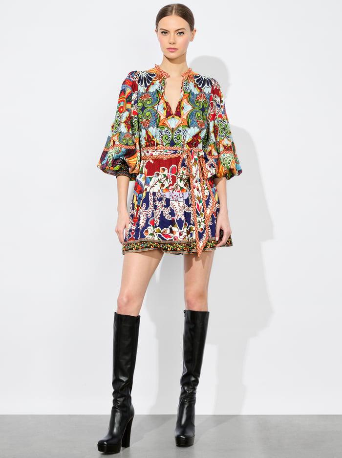 alice & olivia SADIE MINI SHIRT DRESS ON THE ROAD