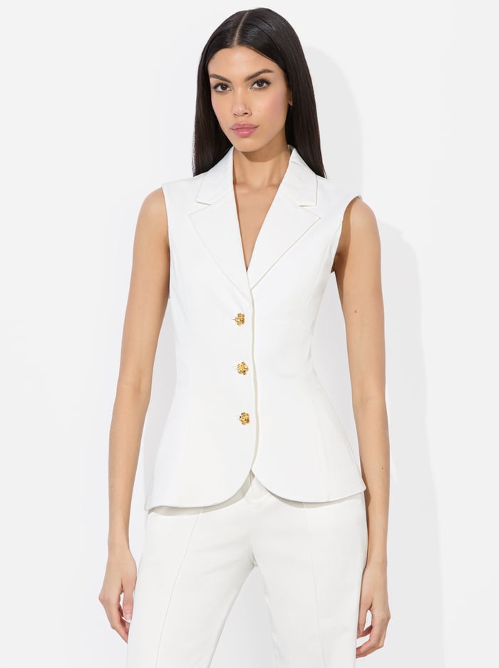 alice & olivia SAMMIE SCULPTED BLAZER VEST OFF WHITE