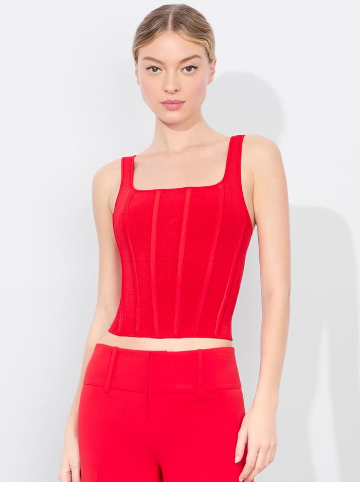 alice & olivia SARIAH CORSET TANK BLACK