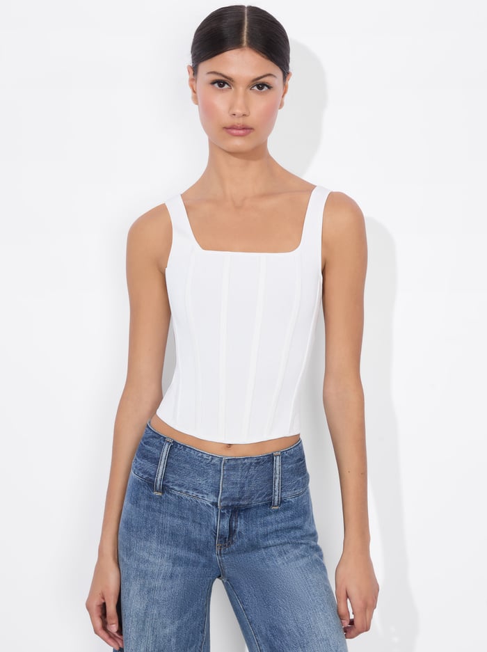 alice & olivia SARIAH CORSET TANK BLACK