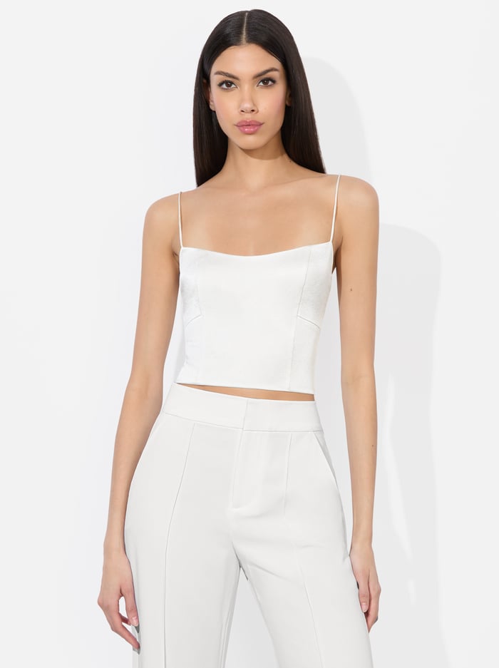 alice & olivia SAYLOR BUSTIER CAMI TOP OFF WHITE