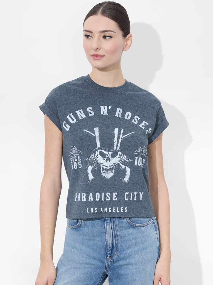 alice & olivia SHIRA TEE CHARCOAL/WHITE