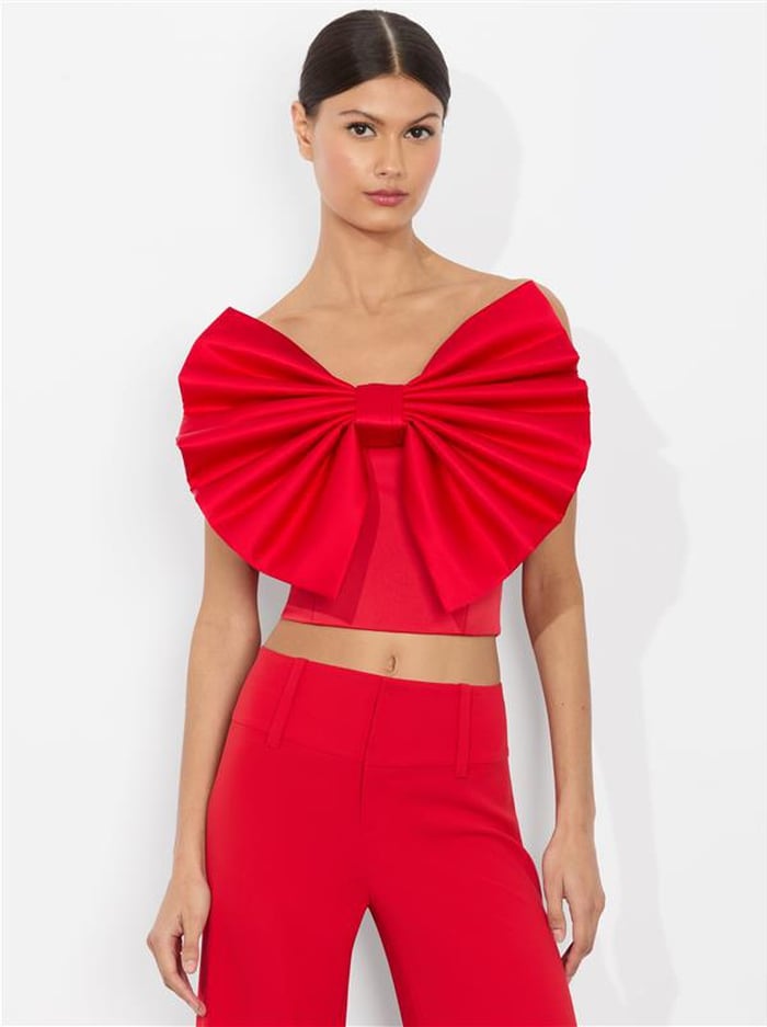 alice & olivia SIBELLA BOW TOP BRIGHT RUBY