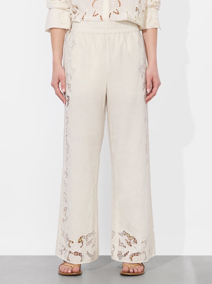 alice & olivia TANYA EYELET PULL ON PANT OFF WHITE