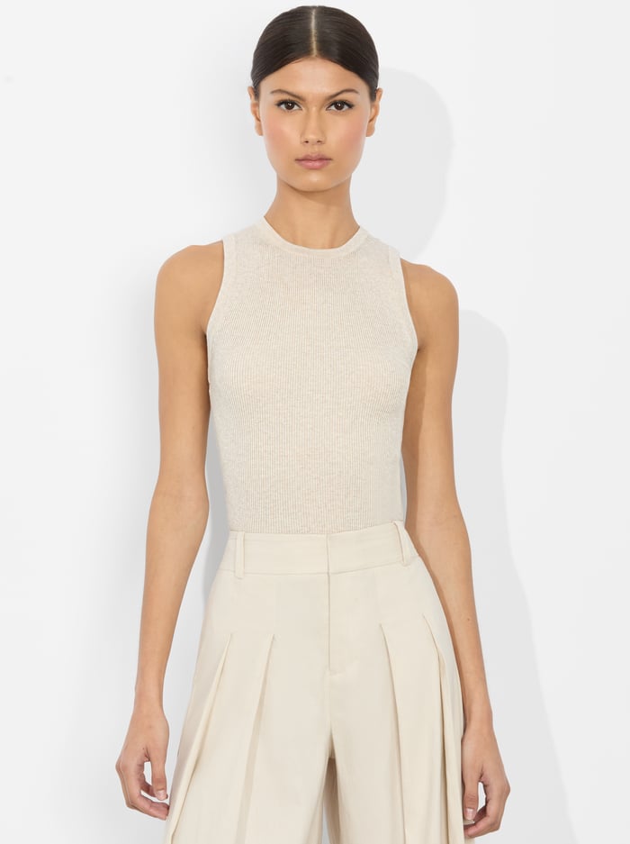 alice & olivia TONITA RIBBED TANK BLACK