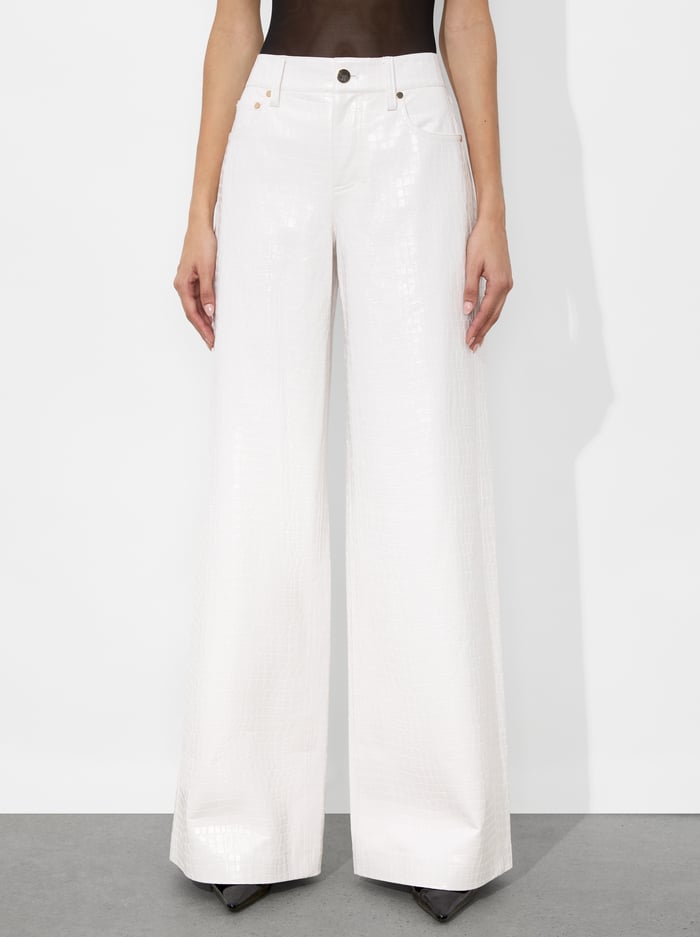 alice & olivia TRISH VEGAN CROC PANT OFF WHITE