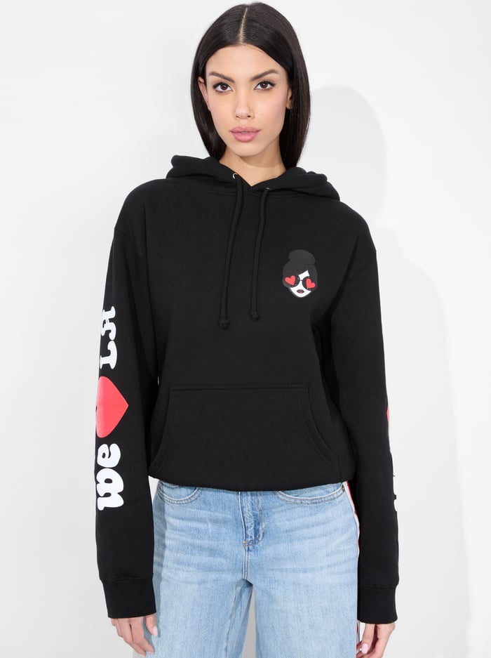 alice & olivia WE HEART LA HOODIE BLACK