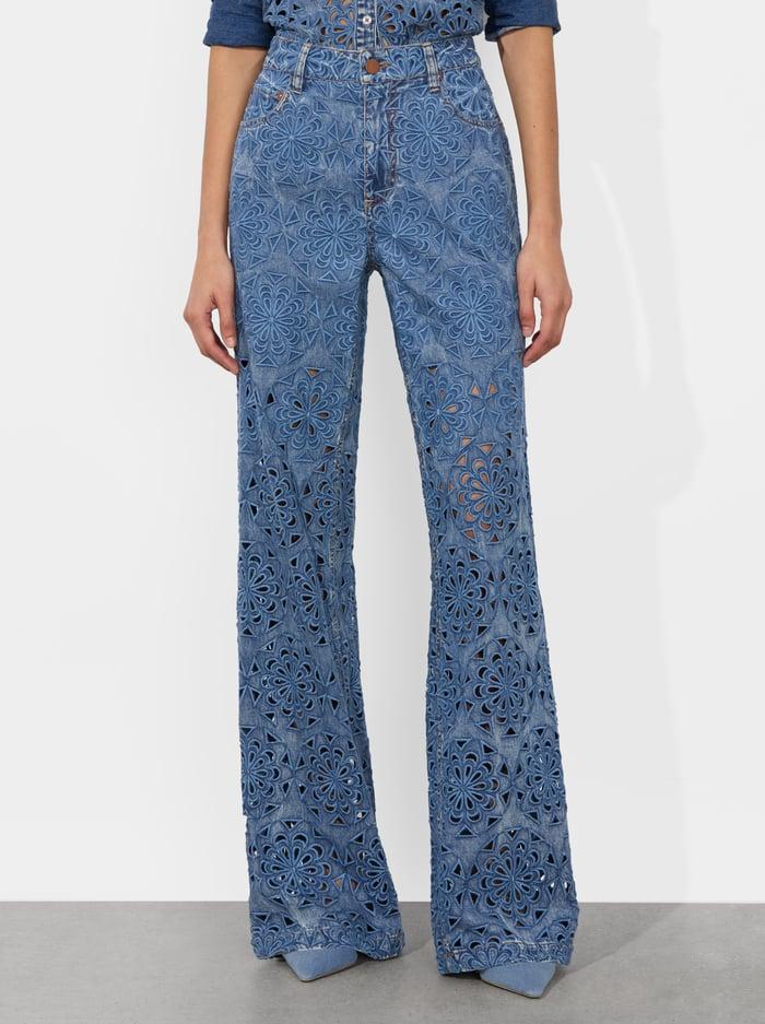 alice & olivia WEEZY LASERCUT JEAN AVERY BLUE