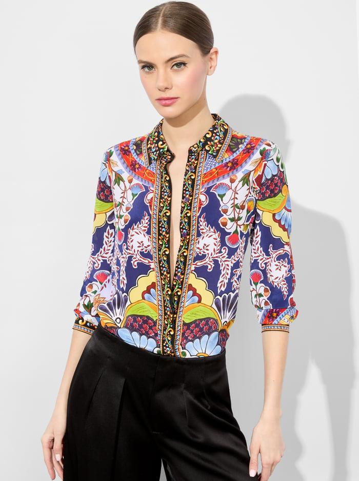 alice & olivia WILLA SILK BLOUSE AFFECTION SMALL