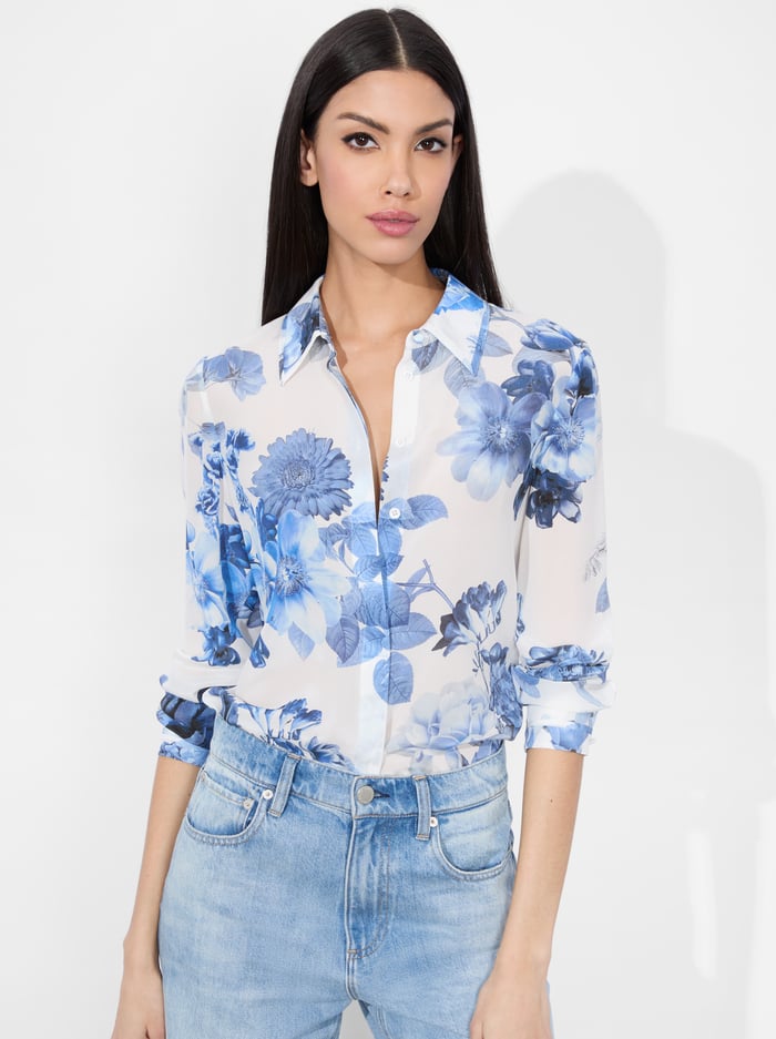 alice & olivia WILLA SILK BLOUSE AFFECTION SMALL