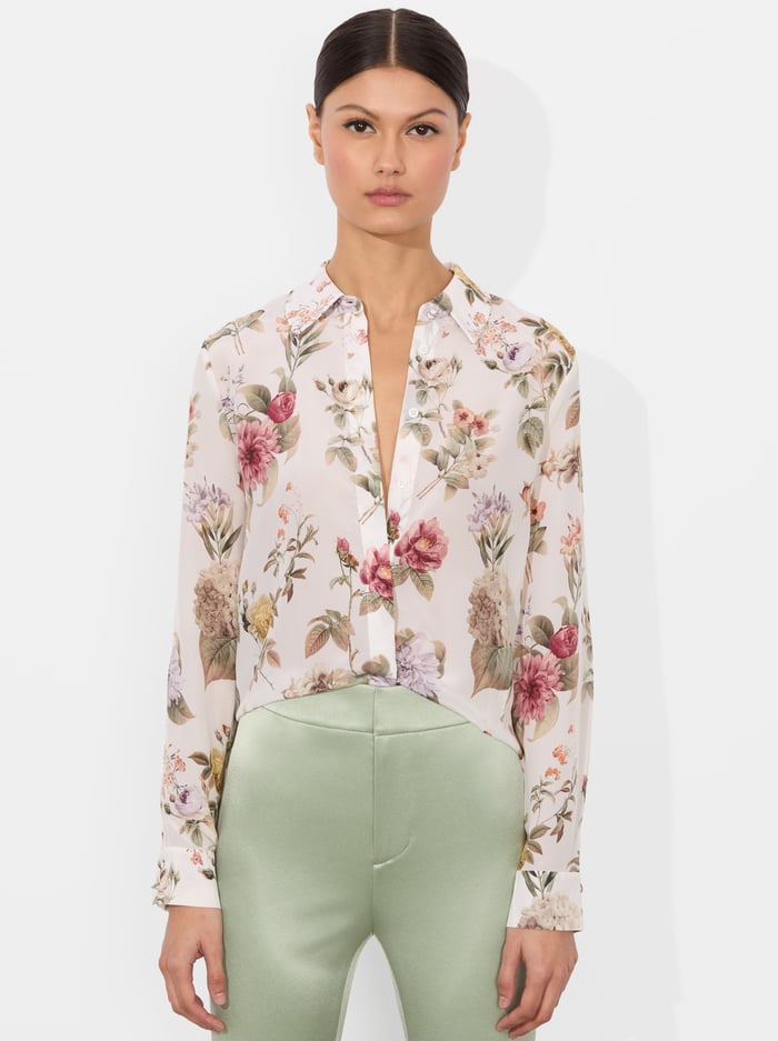 alice & olivia WILLA SILK BLOUSE AFFECTION SMALL