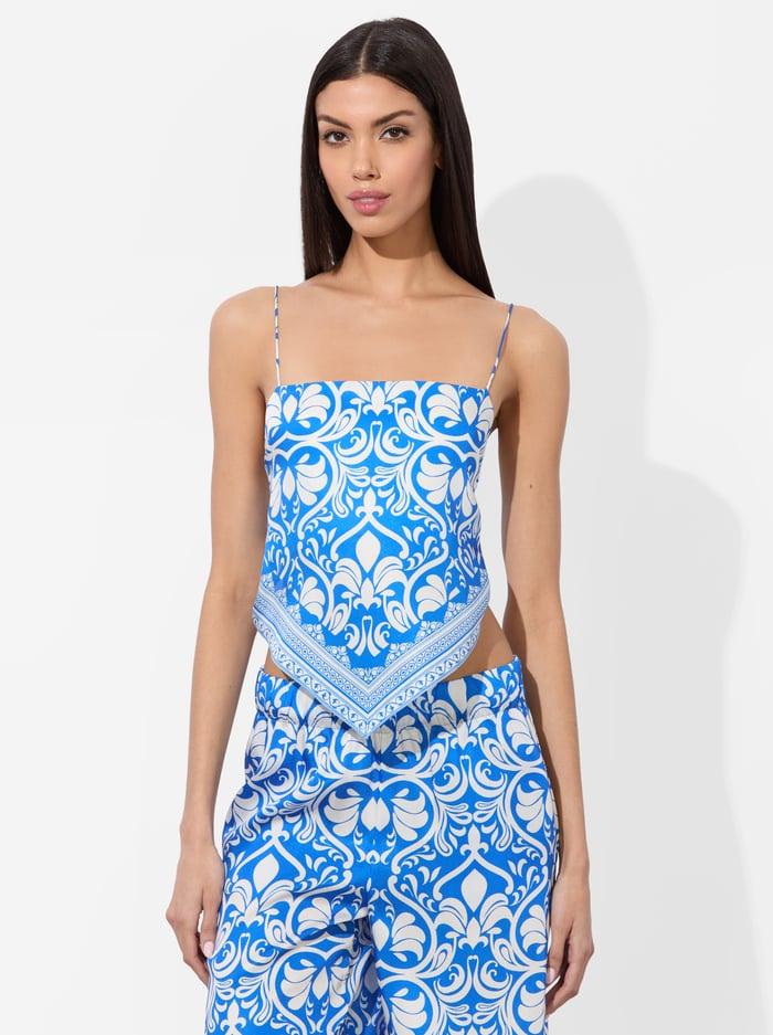 alice & olivia YURI SCARF TOP SOIREE TRUE BLUE