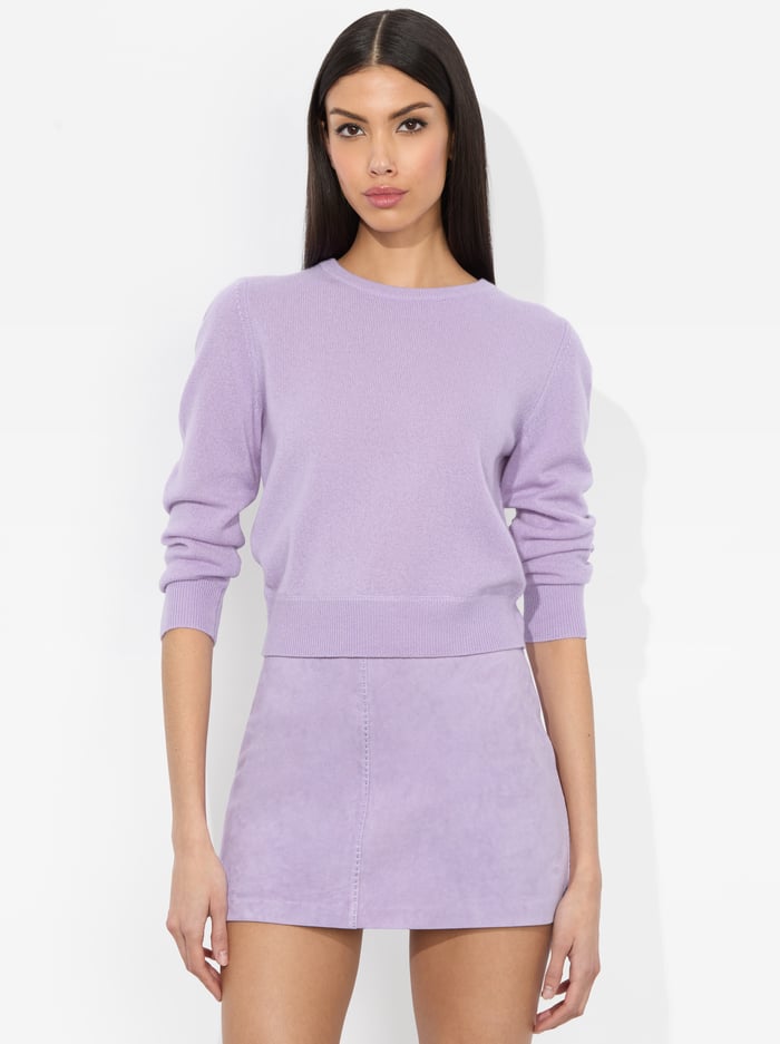 alice & olivia CAROLANN CASHMERE SHRUNKEN PULLOVER BLACK