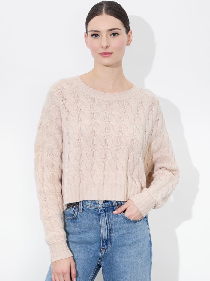 alice & olivia CECILIE CABLEKNIT PULLOVER OATMEAL HEATHER