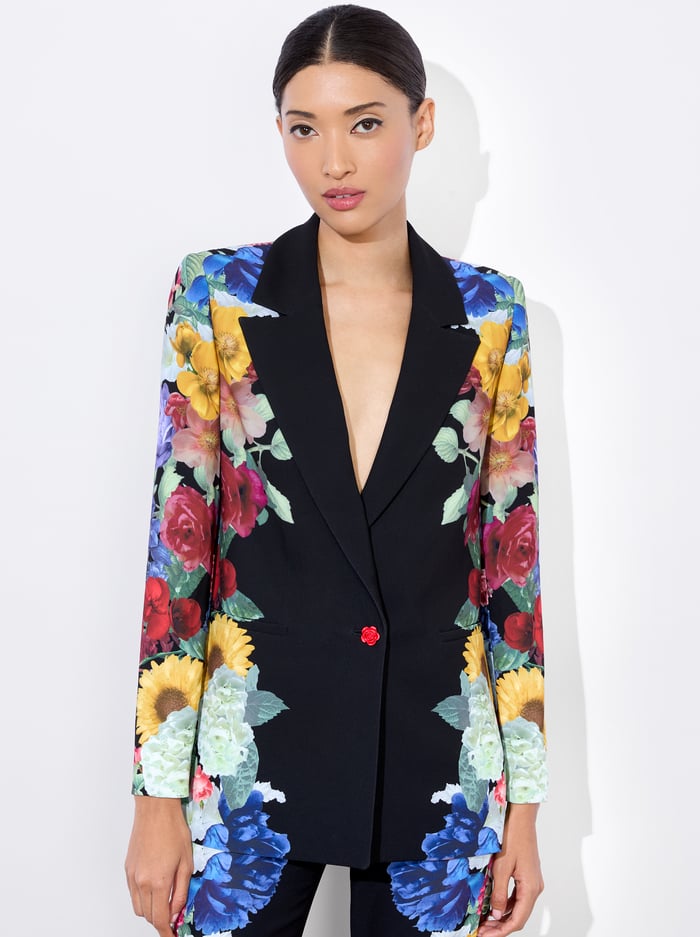 alice & olivia DENNY BOYFRIEND BLAZER GARDEN BRUNCH BLACK