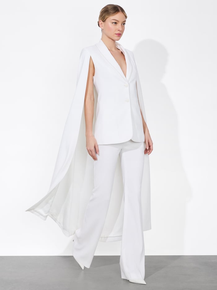 alice & olivia ESTHER CAPE SLEEVE MAXI BLAZER OFF WHITE