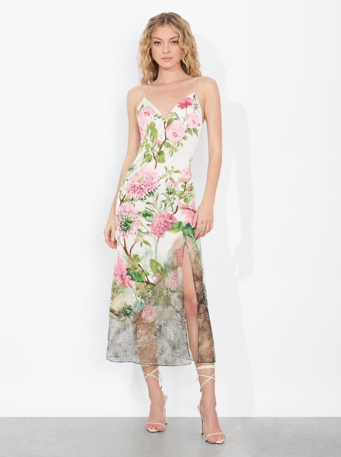 alice & olivia JULIETTA CUTAWAY LACE SLIP DRESS ROSE WHISPER