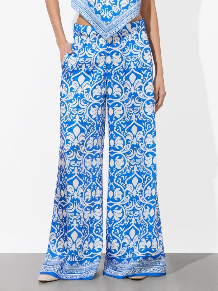 alice & olivia KEEGAN PULL ON WIDE LEG PANT SOIREE TRUE BLUE