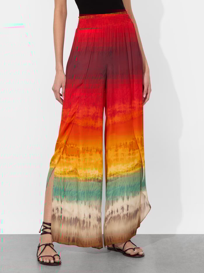 alice & olivia LARISSA OPEN PLEAT PANT CRYSTAL TIE DYE