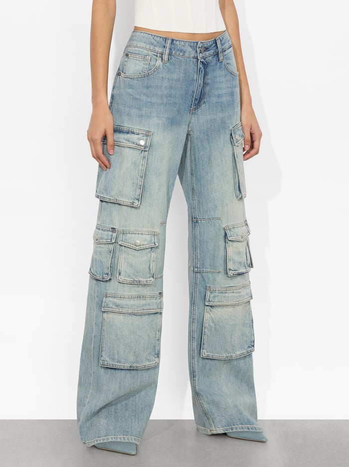 alice & olivia OLYMPIA CARGO JEAN SIERRA VINTAGE BLUE