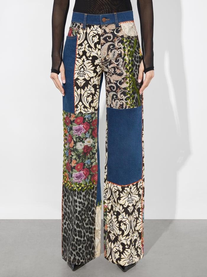 alice & olivia WEEZY MIXED MEDIA JEAN LOLA BLUE/MULTI