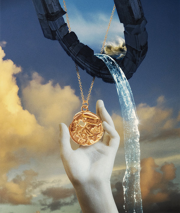 Alighieri Aquarius Necklace | 9k Gold Zodiac Pendant | Alighieri Necklaces