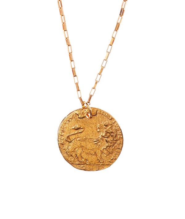 alighieri Medium Leone Box Chain Necklace | 24k Gold-Plated Coin | Alighieri Necklaces