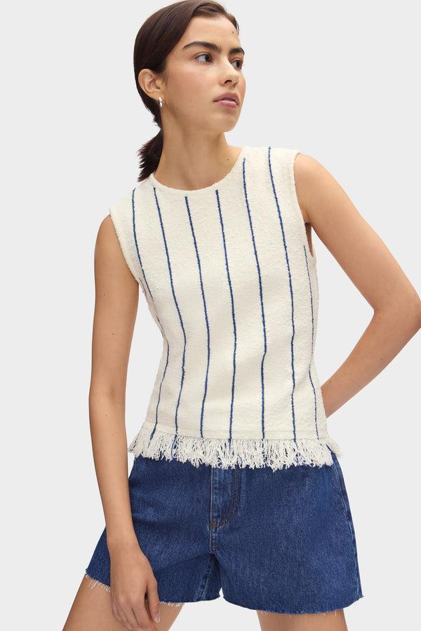 Aligne ALIGNE Boucle Striped Top - Beige | Char TOPS