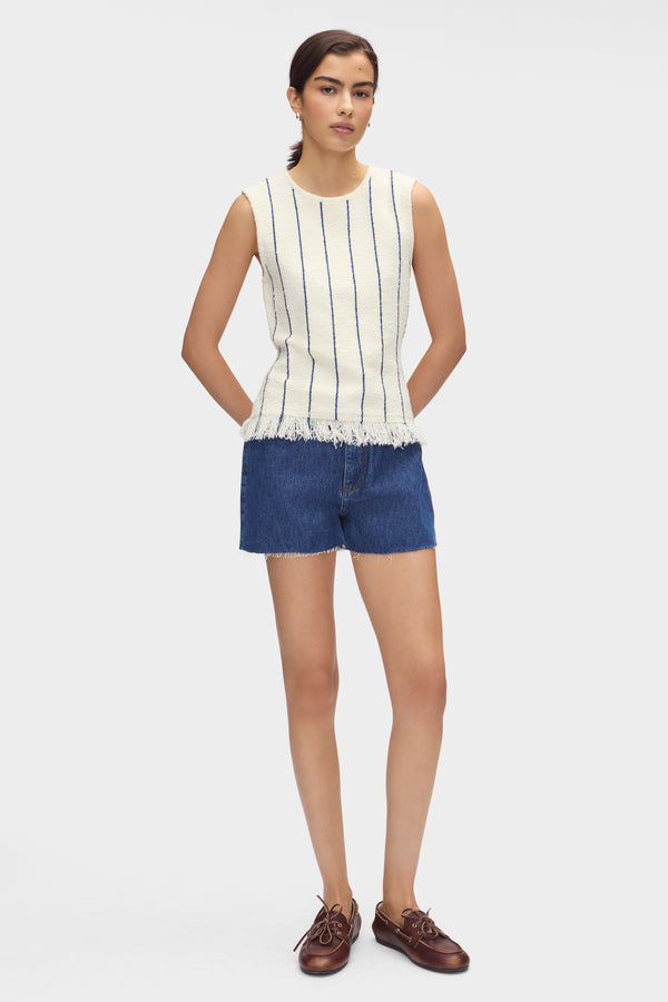 aligne ALIGNE Boucle Striped Top - Beige | Char TOPS