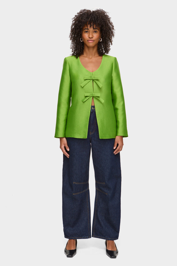 Aligne ALIGNE Bow Satin Blazer- Green | Beau BLAZER