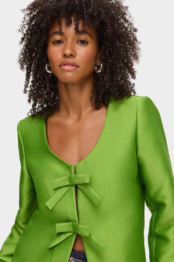 aligne ALIGNE Bow Satin Blazer- Green | Beau BLAZER
