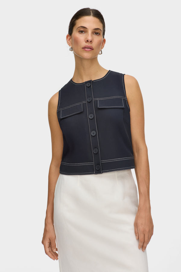 aligne ALIGNE Button Up Linen Top - Blue | Summer TOPS