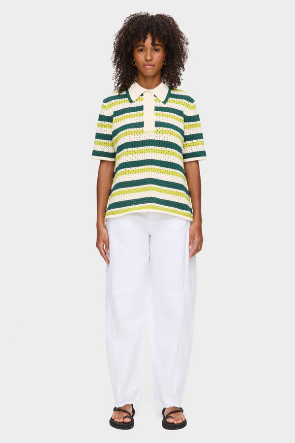 Aligne ALIGNE Crochet Top Striped - Green | Dax TOPS