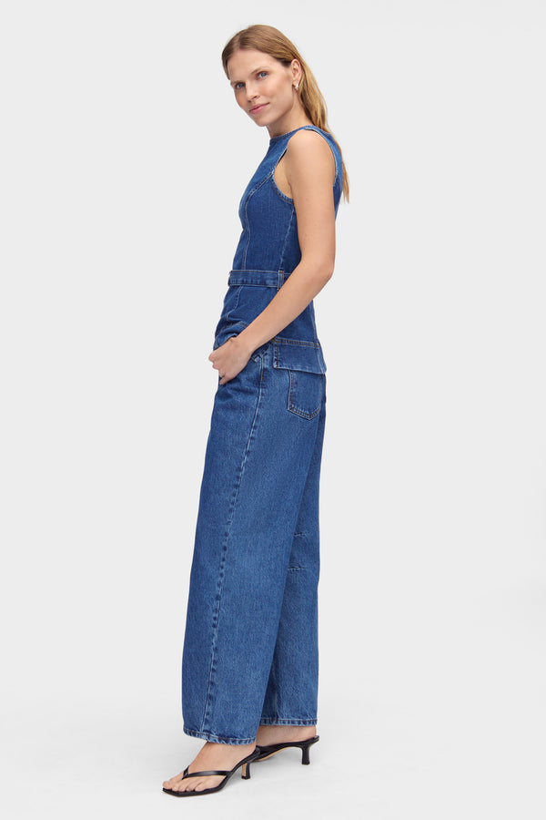Aligne ALIGNE Denim Belted Top - Blue | Trish TOPS