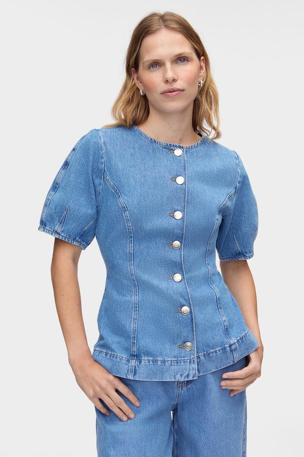 aligne ALIGNE Denim Waisted Shirt - Blue | Anais TOPS