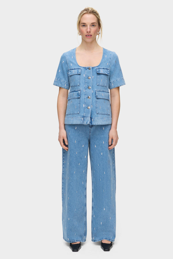 Aligne ALIGNE Diamante Denim Top - Blue | Chico TOPS