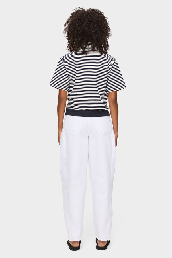 Aligne ALIGNE Lace-up Striped Top - Navy | Arlo TOPS