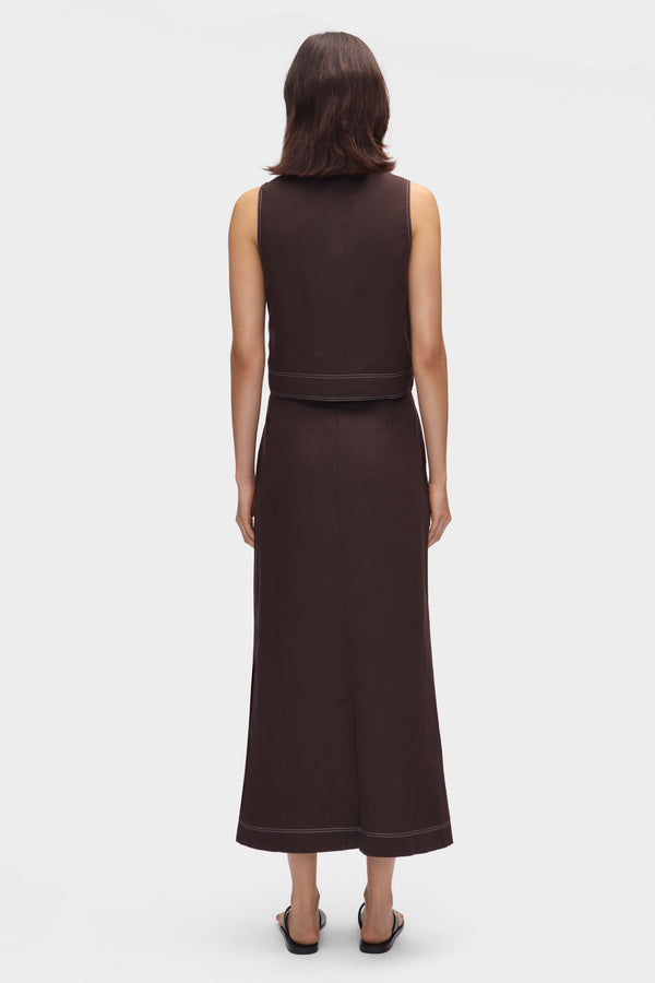Aligne ALIGNE Linen Maxi Skirt - Brown | Mia SKIRTS