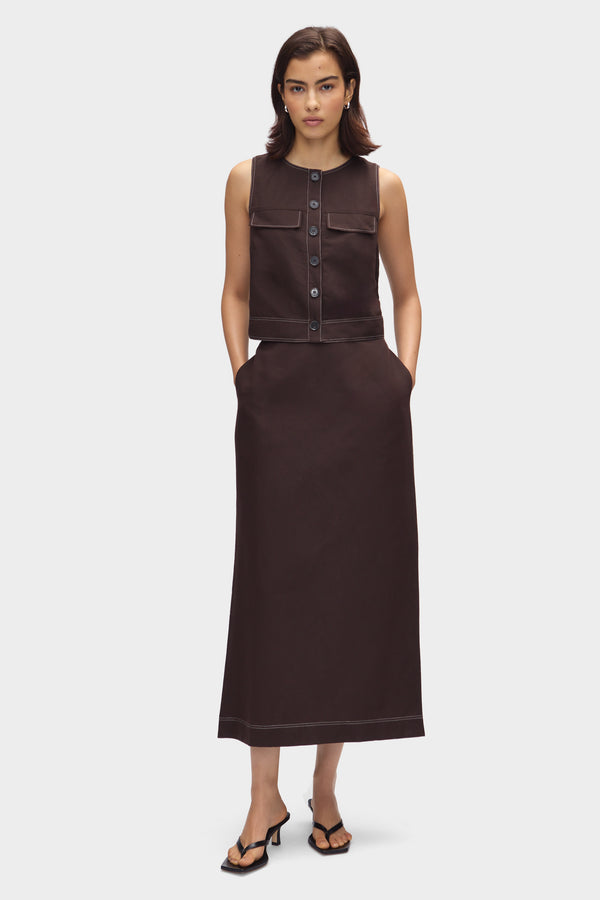 Aligne ALIGNE Linen Maxi Skirt - Brown | Mia SKIRTS