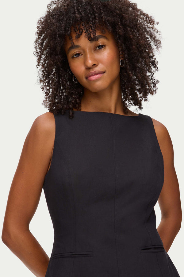 Aligne ALIGNE Linen Mini Dress - Black | Lyra DRESSES