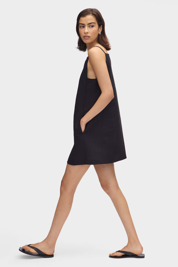 aligne ALIGNE Linen Mini Dress- Black | Ozzy DRESSES