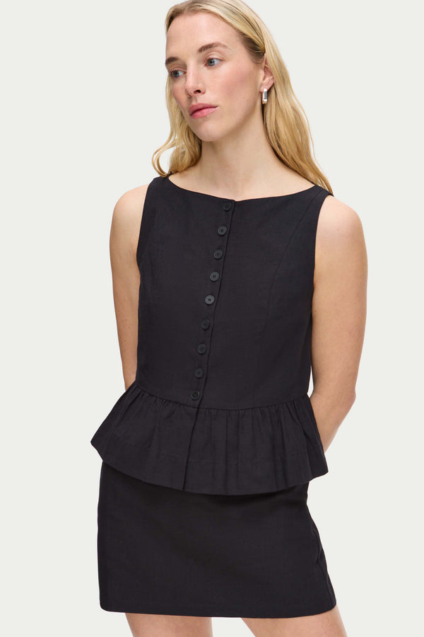 Aligne ALIGNE Linen Mini Skirt - Black | Hadley SKIRTS