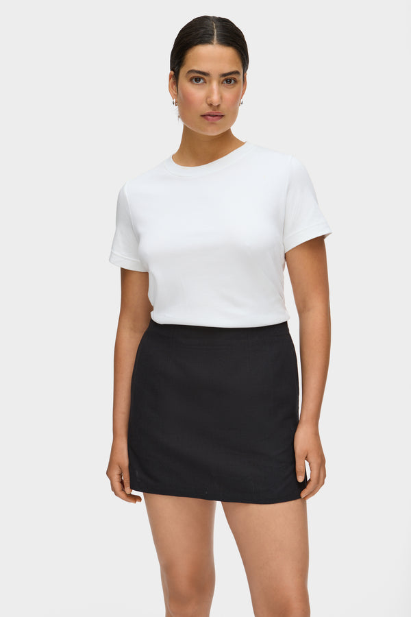 aligne ALIGNE Linen Mini Skirt - Black | Hadley SKIRTS