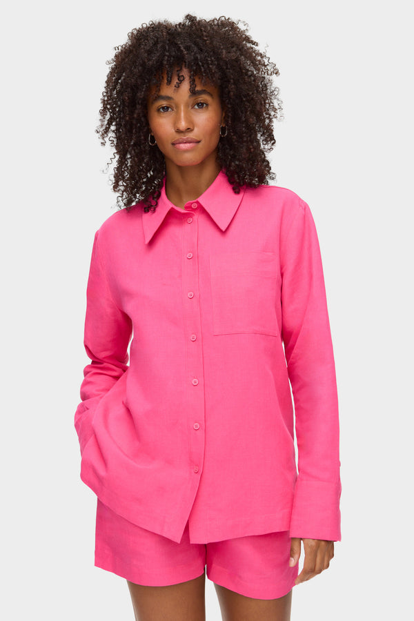 aligne ALIGNE Linen Shirt - Pink | Cherry TOPS