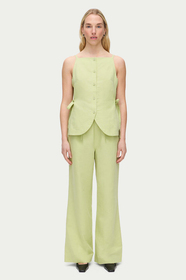 Aligne ALIGNE Linen Tie Top - Green | Ozais TOPS